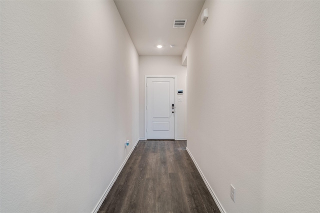 1302 Lowhill Dr, Royse City, TX 75189 - corridor with baseboards, dark wood-type flooring, and recessed lighting