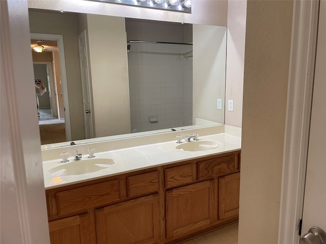 11008 Hermitage Ln, Frisco, TX 75035 - bathroom featuring double vanity and a shower