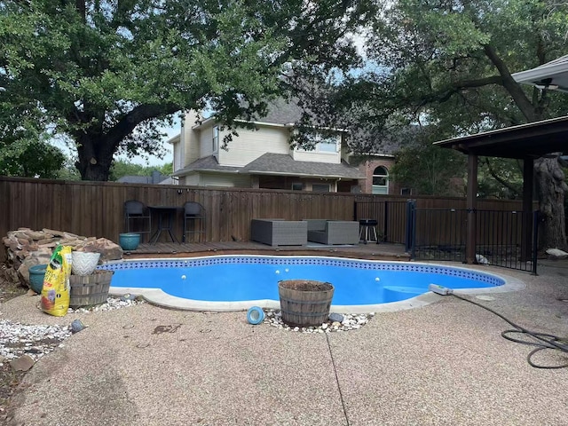 11008 Hermitage Ln, Frisco, TX 75035 - view of pool featuring a fenced backyard, an outdoor living space, and a patio area