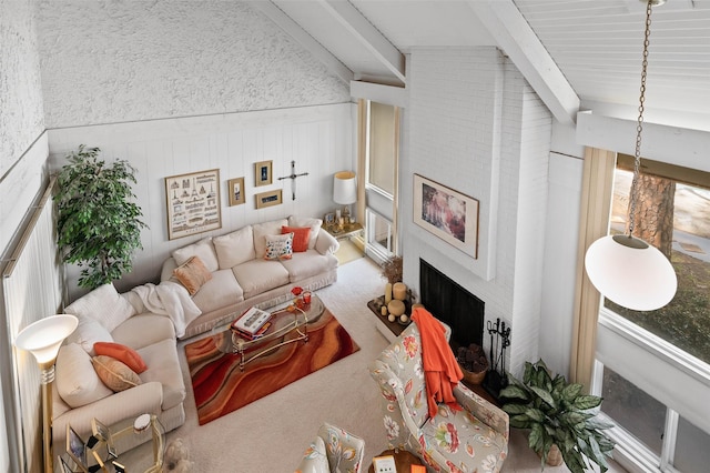 408 Hollyhill Ln, Denton, TX 76205 - living room featuring a brick fireplace and carpet floors