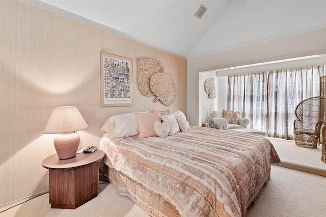 408 Hollyhill Ln, Denton, TX 76205 - carpeted bedroom with lofted ceiling