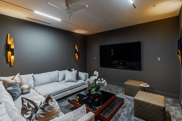 10846 Crooked Creek Ct, Dallas, TX 75229 - living area with carpet, ceiling fan, and baseboards