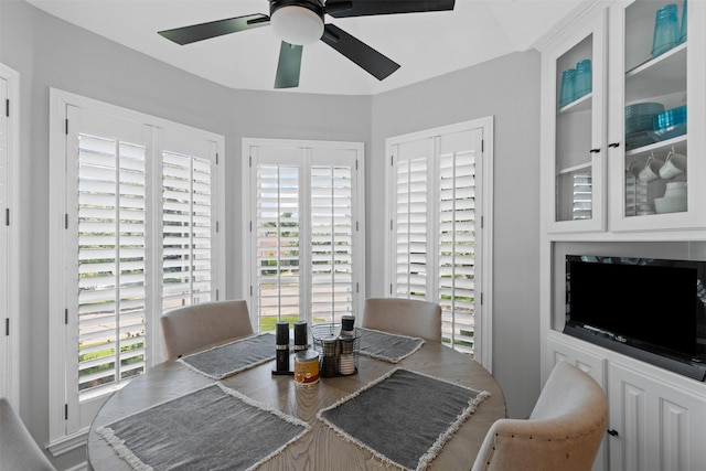 3512 Ridglea Country Club Dr, Fort Worth, TX 76116 - dining room featuring ceiling fan and plenty of natural light