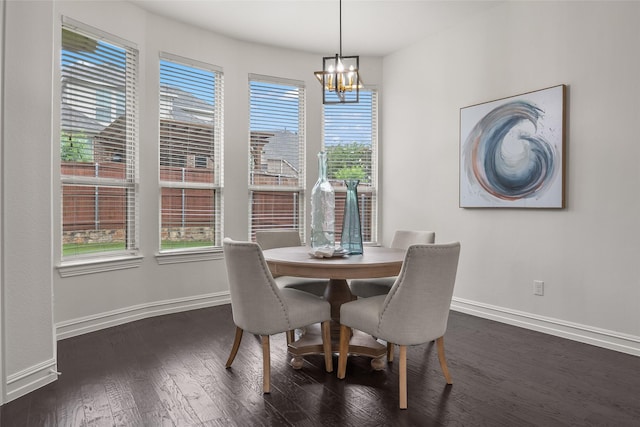 2820 Annandale Dr, Trophy Club, TX 76262 - dining room featuring a chandelier, dark wood finished floors, and baseboards