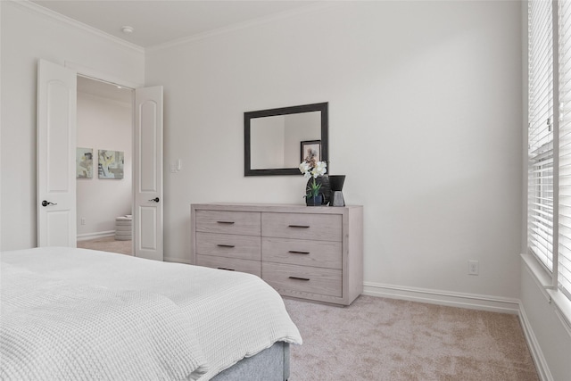 2820 Annandale Dr, Trophy Club, TX 76262 - bedroom with light colored carpet, ornamental molding, and baseboards