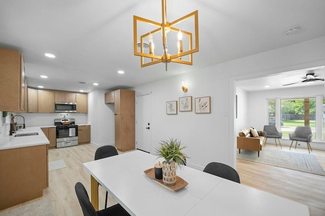 4709 Albermarle Dr, Fort Worth, TX 76132 - dining room featuring light wood-type flooring, recessed lighting, and a chandelier