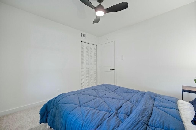4709 Albermarle Dr, Fort Worth, TX 76132 - bedroom with carpet, baseboards, a closet, and ceiling fan
