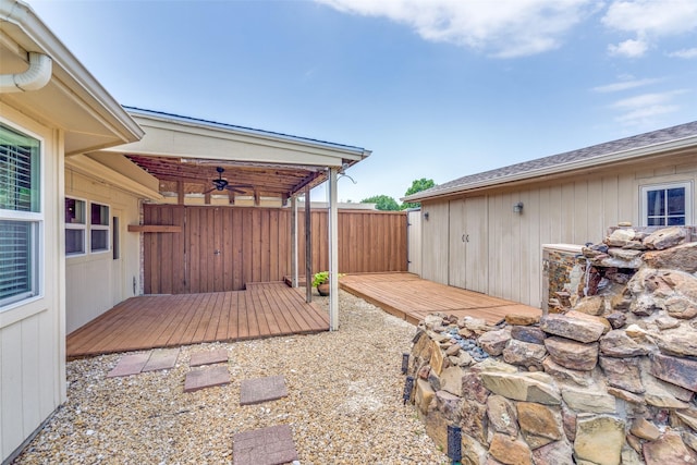 807 Autumn Hill Dr, Wylie, TX 75098 - fenced backyard featuring ceiling fan and a wooden deck