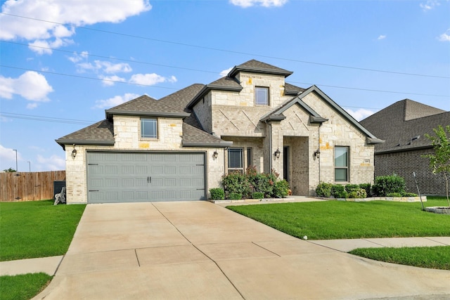 2109 Liriope Ln, Waxahachie, TX 75165 - french country inspired facade with stone siding, concrete driveway, an attached garage, and a shingled roof