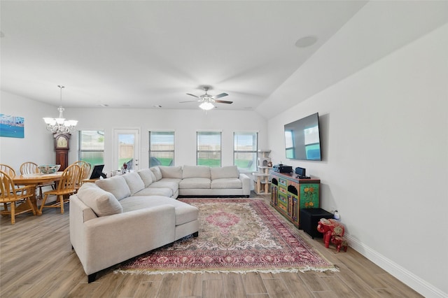 2109 Liriope Ln, Waxahachie, TX 75165 - living area with a chandelier, light wood-type flooring, ceiling fan, and baseboards