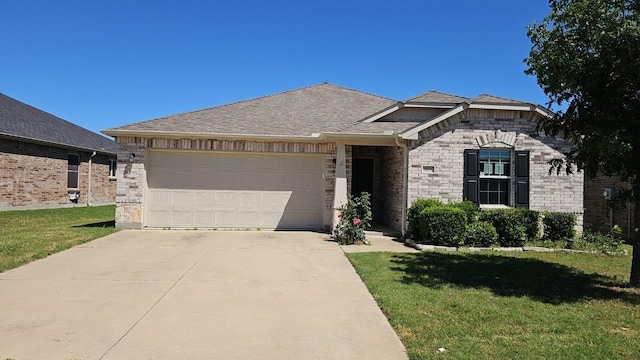 5833 Mirror Ridge Dr, Fort Worth, TX 76179 - view of front of home featuring an attached garage, a front yard, concrete driveway, and a shingled roof
