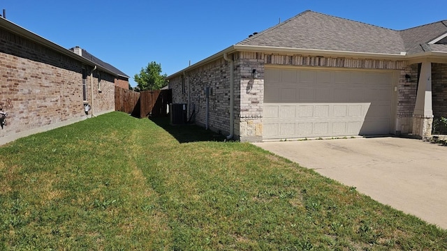5833 Mirror Ridge Dr, Fort Worth, TX 76179 - view of home's exterior with a garage, concrete driveway, cooling unit, and roof with shingles