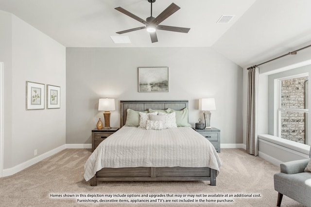 924 Split Oak Ln, Anna, TX 75409 - bedroom featuring light colored carpet, baseboards, lofted ceiling, and ceiling fan