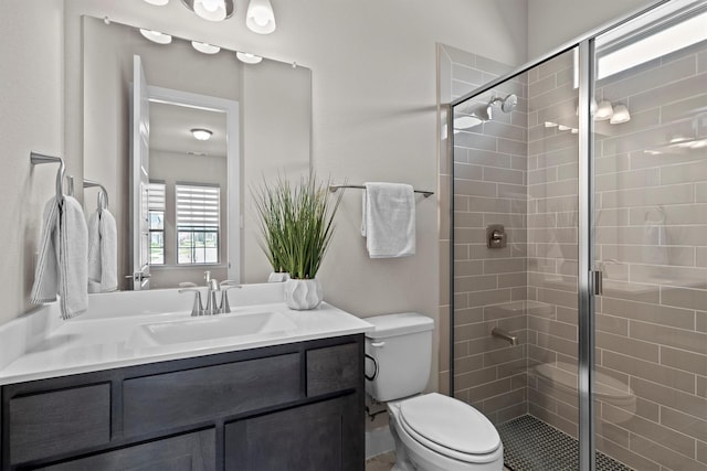 2605 Rosewood Way, Northlake, TX 76226 - bathroom featuring a stall shower, toilet, and vanity