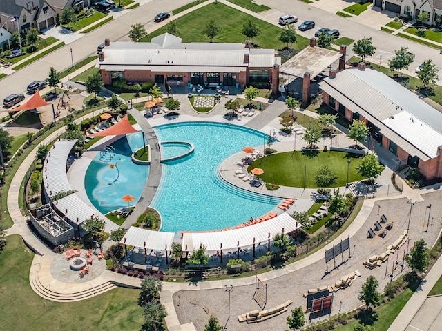 2605 Rosewood Way, Northlake, TX 76226 - aerial perspective of suburban area featuring a pool area