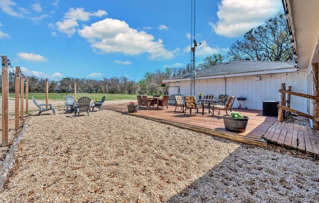 1835 Fort Graham Rd, Waco, TX 76705 - view of yard with outdoor dining space and a deck