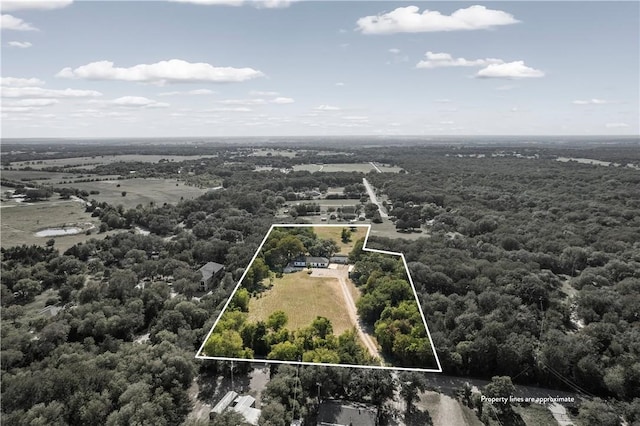 1835 Fort Graham Rd, Waco, TX 76705 - aerial overview of property's location featuring a heavily wooded area and property parcel outlined