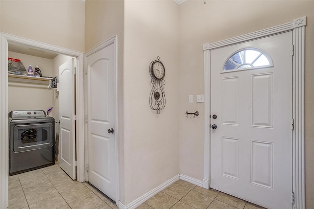320 Westgate Dr, Aledo, TX 76008 - entryway featuring washer / dryer, light tile patterned floors, and baseboards