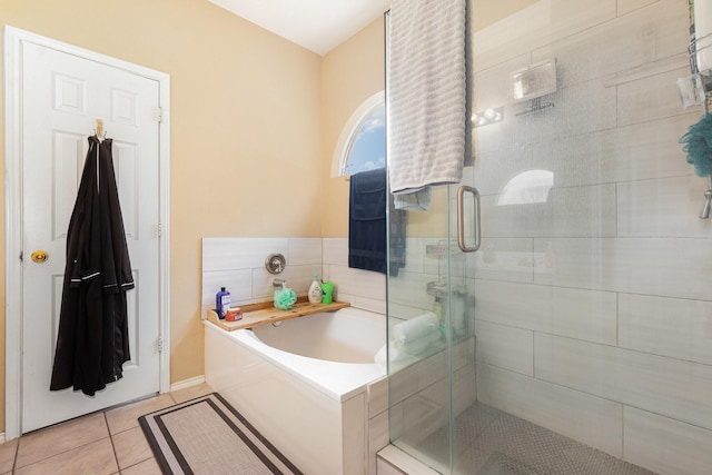 2344 Magnolia Dr, Little Elm, TX 75068 - bathroom featuring a bath, tile patterned floors, and a stall shower