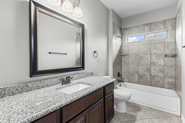 1028 Morningside Dr, Burleson, TX 76028 - full bathroom with toilet, vanity, shower / bathtub combination, and tile patterned flooring
