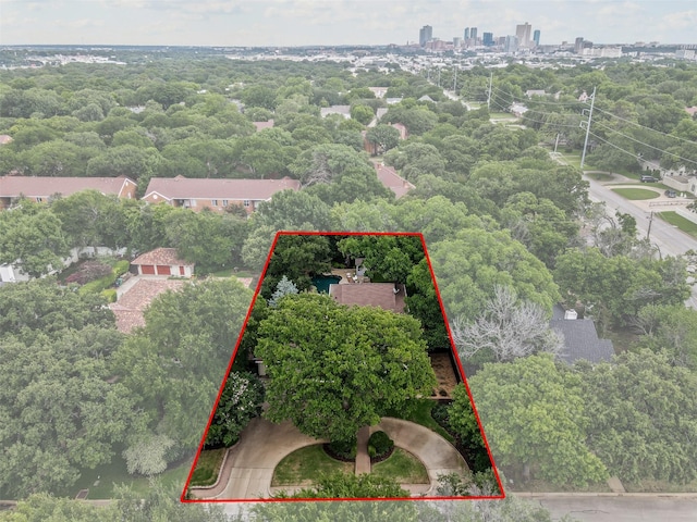 104 Crestwood Dr, Fort Worth, TX 76107 - aerial overview of property's location with property parcel outlined