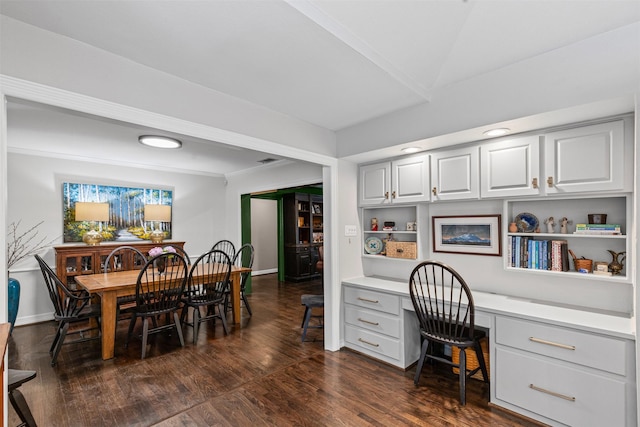 104 Crestwood Dr, Fort Worth, TX 76107 - office space with built in desk, baseboards, dark wood-style floors, and recessed lighting