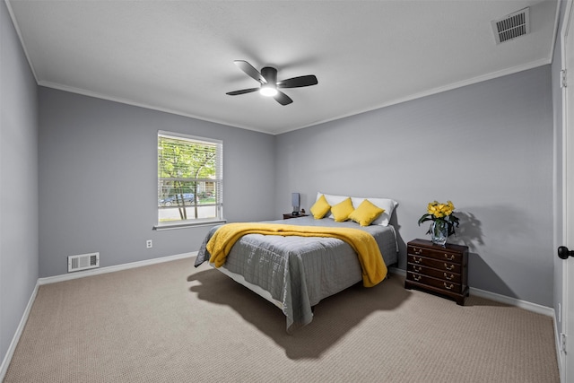 10916 Ferndale Rd, Dallas, TX 75238 - bedroom featuring baseboards, ornamental molding, carpet, and a ceiling fan