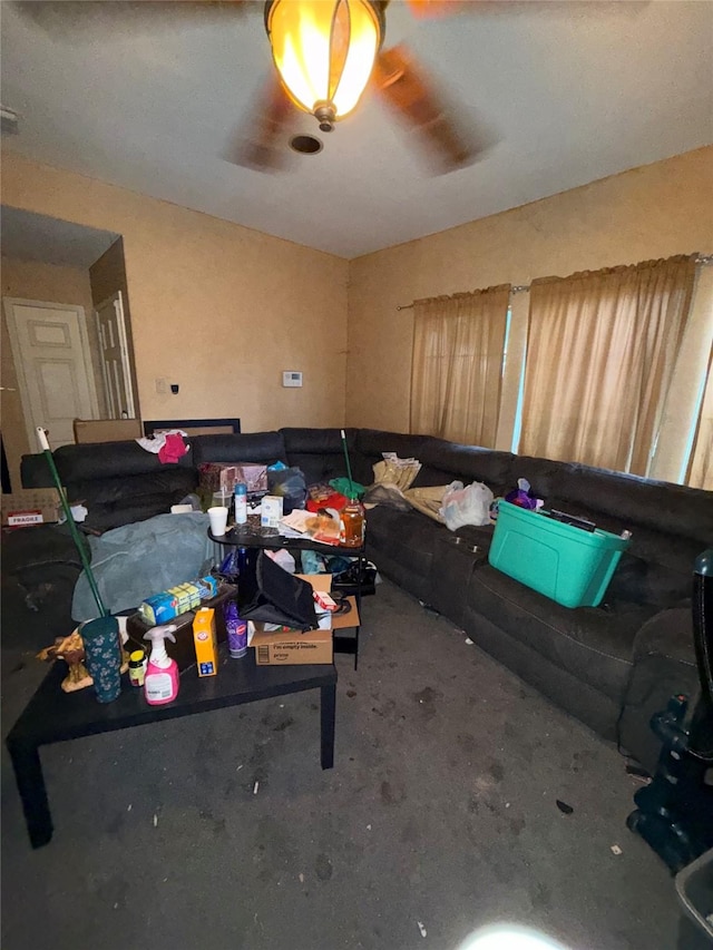 801 Micarta Dr, Mesquite, TX 75181 - living room with carpet and a ceiling fan