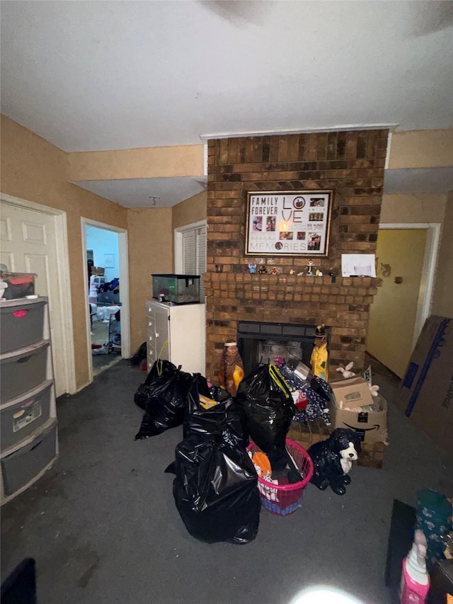 801 Micarta Dr, Mesquite, TX 75181 - living area featuring a brick fireplace