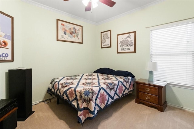 1407 Deer Hollow Dr, Arlington, TX 76002 - bedroom with light carpet, crown molding, multiple windows, a ceiling fan, and baseboards