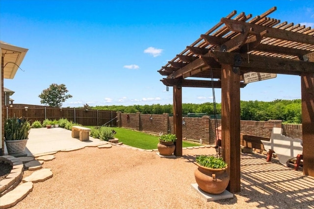 1407 Deer Hollow Dr, Arlington, TX 76002 - fenced backyard with a patio and a pergola
