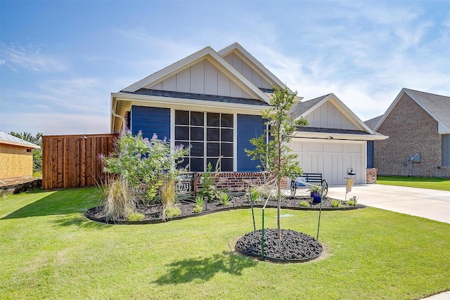 1733 Reverie Rd, Burleson, TX 76028 - view of front facade with board and batten siding, driveway, a front lawn, and a garage