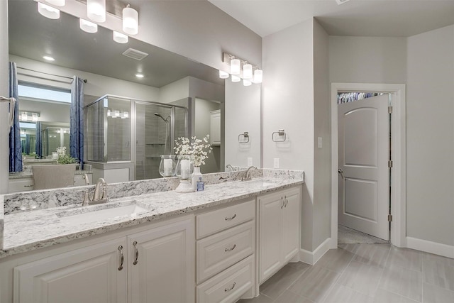 1733 Reverie Rd, Burleson, TX 76028 - bathroom with double vanity and a stall shower