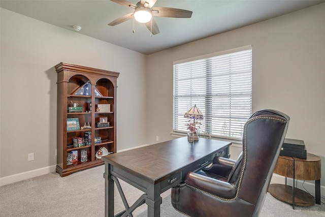 1733 Reverie Rd, Burleson, TX 76028 - office with ceiling fan, light colored carpet, and healthy amount of natural light