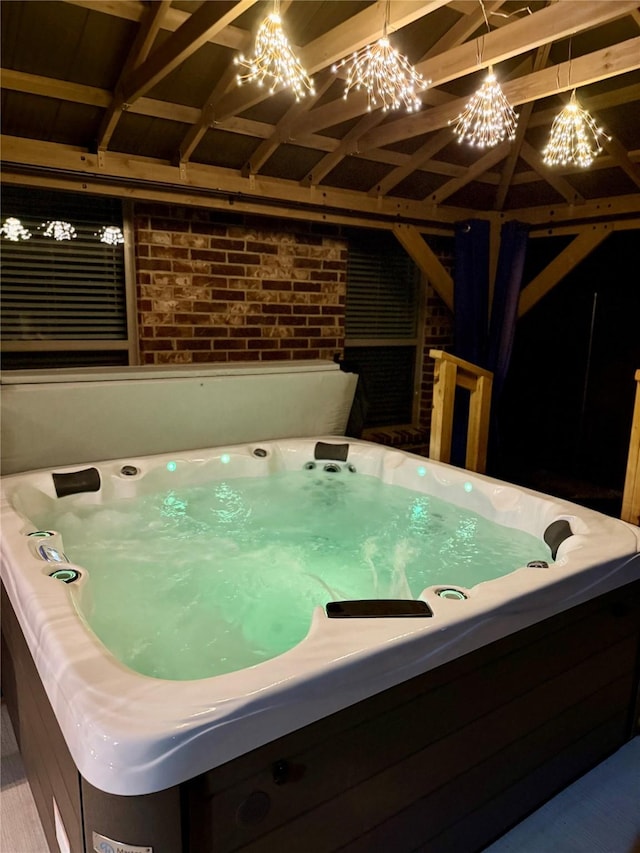 1733 Reverie Rd, Burleson, TX 76028 - miscellaneous room featuring a hot tub and a chandelier