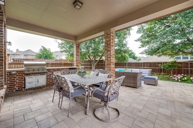 590 Willow Ridge Cir, Prosper, TX 75078 - fenced backyard featuring outdoor lounge area, a patio area, and outdoor dining area