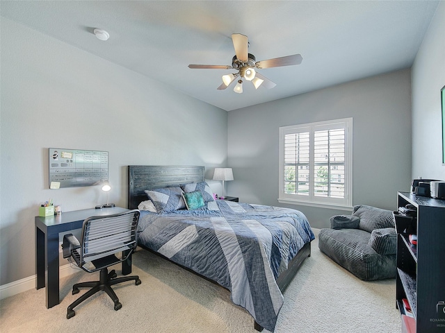 3421 Greenbrier Dr, Frisco, TX 75033 - carpeted bedroom with a desk, baseboards, and ceiling fan