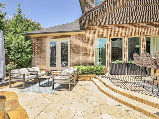 3421 Greenbrier Dr, Frisco, TX 75033 - view of patio / terrace featuring french doors and an outdoor hangout area
