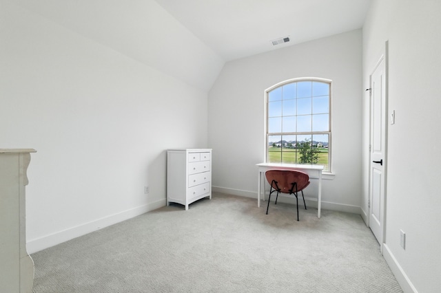 1301 Limestone Ridge Rd, Mansfield, TX 76063 - unfurnished office with carpet floors, vaulted ceiling, and baseboards