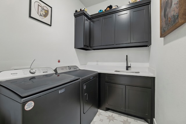 1301 Limestone Ridge Rd, Mansfield, TX 76063 - laundry area featuring separate washer and dryer, cabinet space, and light flooring