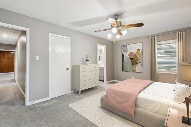 2140 Barbell Ln, Fort Worth, TX 76111 - bedroom featuring light carpet, attic access, baseboards, and a ceiling fan