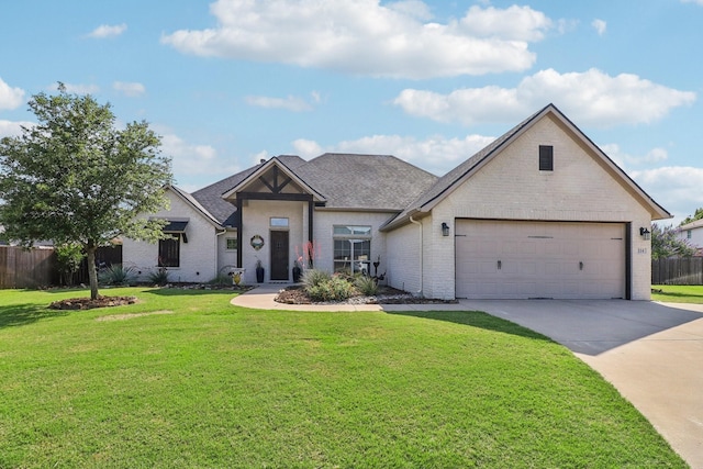 114 Piper Pkwy, Waxahachie, TX 75165 - french country style house featuring brick siding, driveway, an attached garage, and a shingled roof