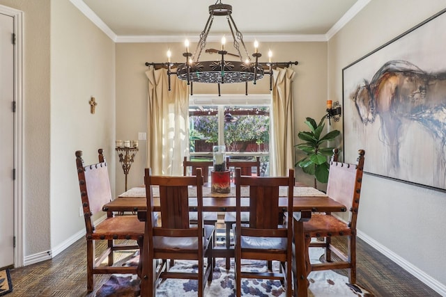 114 Piper Pkwy, Waxahachie, TX 75165 - dining area with a chandelier, baseboards, and crown molding