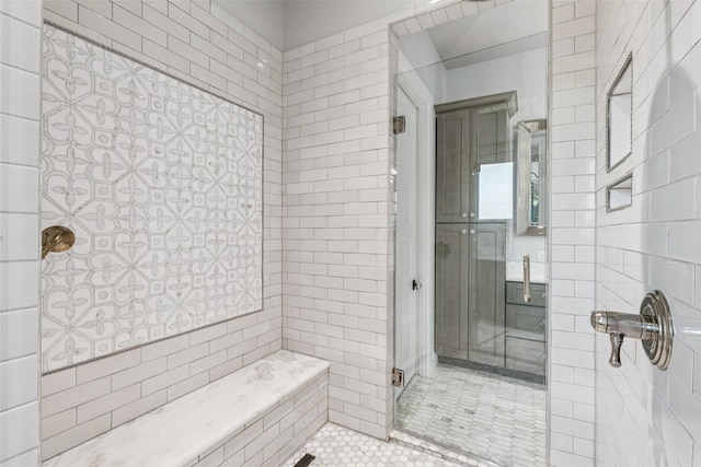 12877 Foutch Rd, Pilot Point, TX 76258 - bathroom featuring a stall shower and tile patterned floors