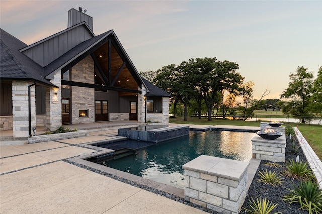 12877 Foutch Rd, Pilot Point, TX 76258 - outdoor pool with a patio area and an outdoor fire pit