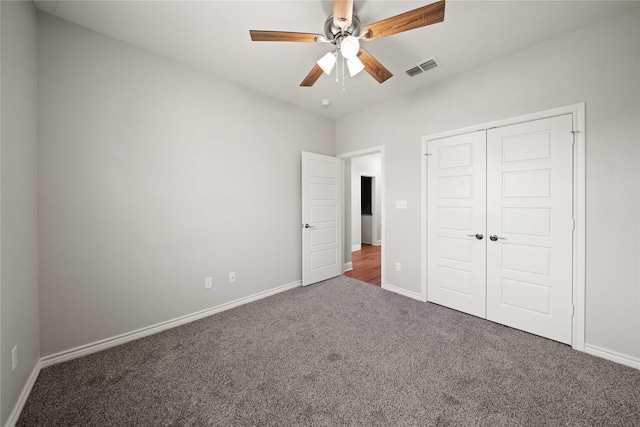 120 Hay Meadow Dr, Winona, TX 75792 - unfurnished bedroom featuring carpet flooring, baseboards, a closet, and ceiling fan