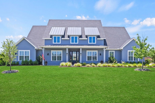3201 Dovehill Dr, Northlake, TX 76247 - view of front of home with a standing seam roof, a front lawn, metal roof, and roof with shingles