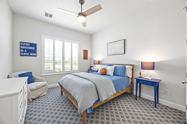 3201 Dovehill Dr, Northlake, TX 76247 - carpeted bedroom with baseboards and ceiling fan