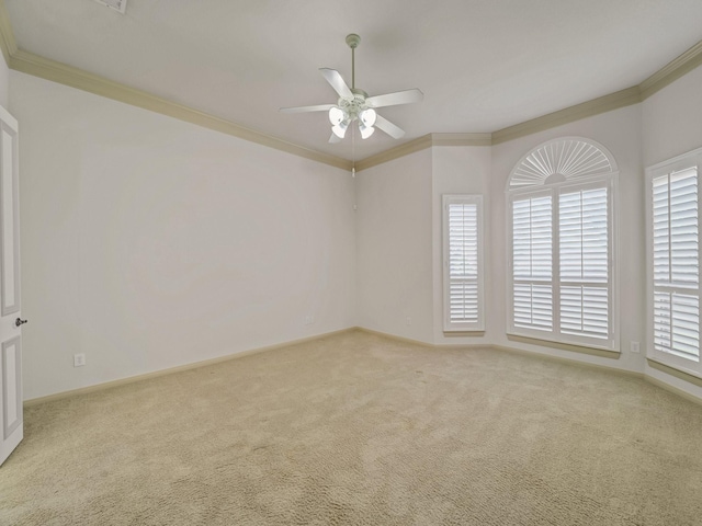 8009 Marathon Dr, Plano, TX 75024 - empty room featuring ornamental molding, carpet flooring, and a ceiling fan