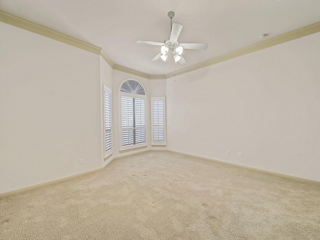 8009 Marathon Dr, Plano, TX 75024 - spare room with crown molding, ceiling fan, carpet flooring, and a smoke detector